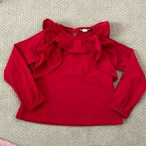 NWT: J. Crew Crewcuts Red Cotton Ruffle Shirt (XS)